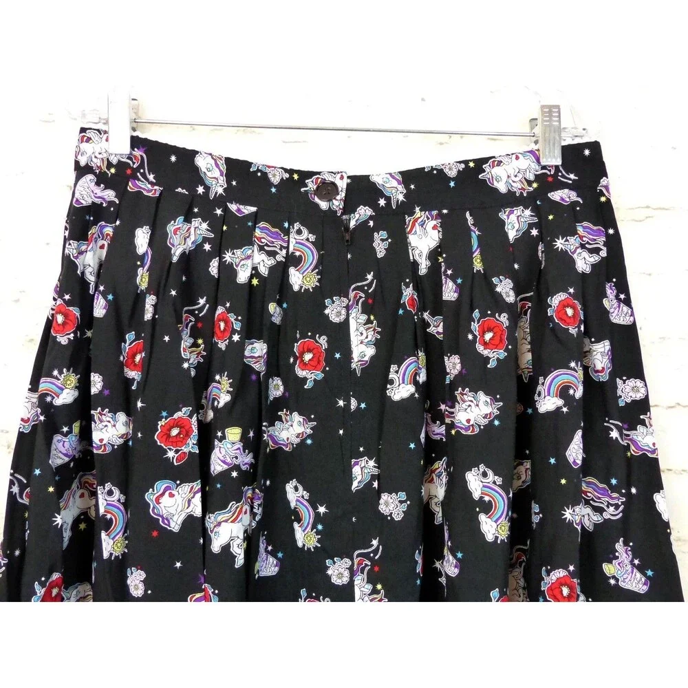 Hell Bunny Skirt Women XL Black Unicorn Rainbow 60s Mod Retro Kidcore Kawaii NWT - Picture 11 of 15